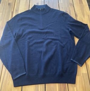 Vineyard Vines Mens Blue Quarter Zip Up Wool Cotton Blend Sweater Size Medium